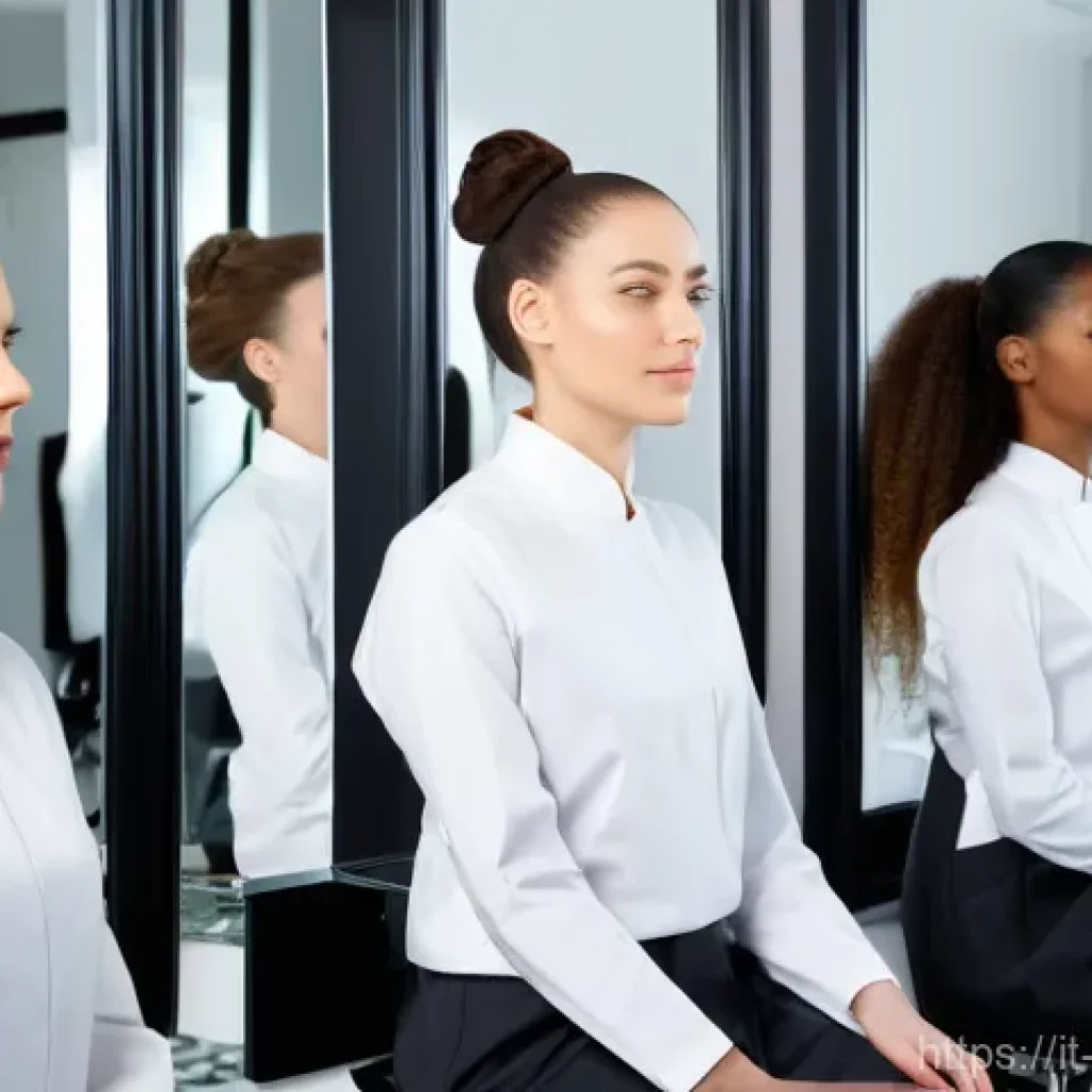 헤어디자이너 교육비 지원 제도 - **Prompt: Professional Salon Training Session**
    A diverse group of five professional hairdresser...