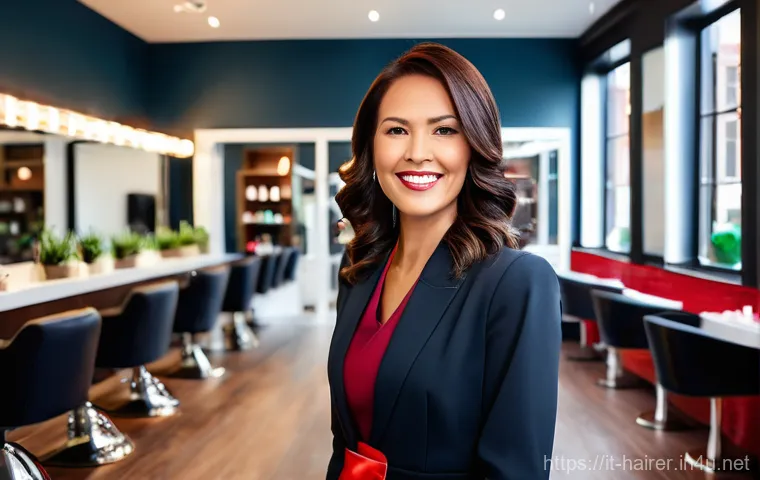 헤어디자이너 교육비 지원 제도 - **Prompt: Professional Salon Training Session**
    A diverse group of five professional hairdresser...