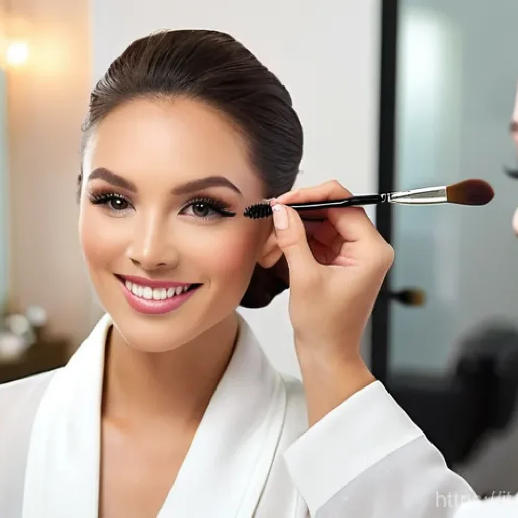 헤어디자이너 메이크업 병행 방법 - **Prompt:** A highly skilled female hair and makeup artist, dressed in a chic, tailored blazer over ...