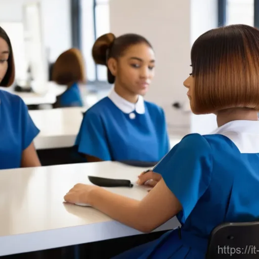 헤어디자이너의 첫걸음 - **Prompt:** A vibrant, sunlit Italian hairdressing academy classroom. A diverse group of young, enth...