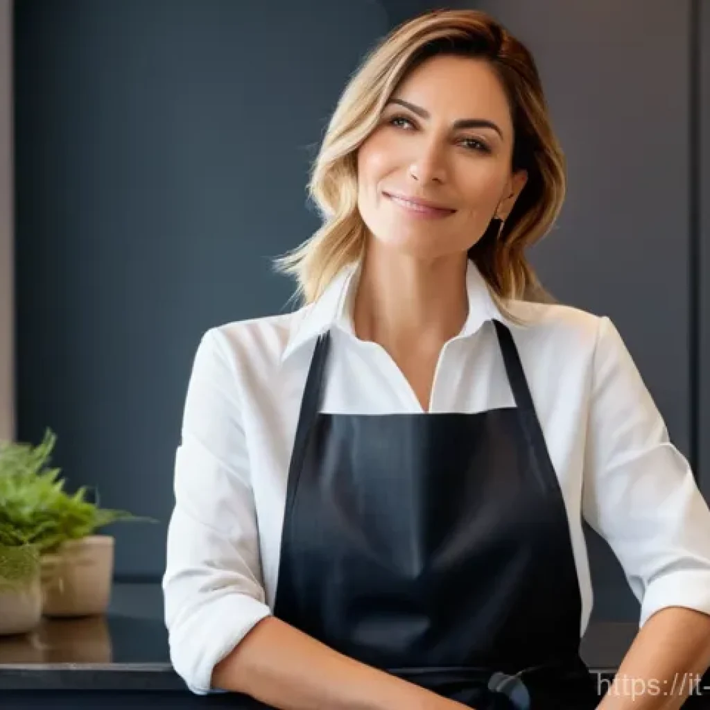 헤어디자이너 스트레스 관리법 - **Prompt:** A serene Italian female hairdresser, in her late 30s, taking a brief moment of mindful c...