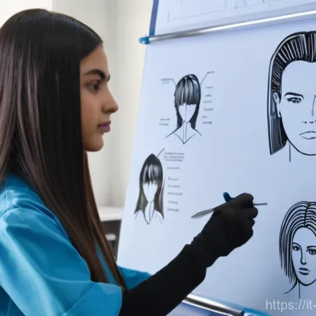 헤어디자이너 실습학교 후기 - **Prompt:** A vibrant, well-lit classroom scene at an Italian hairstyling academy. Focus on a young,...