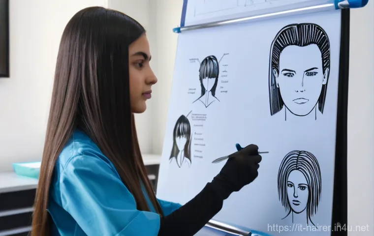 헤어디자이너 실습학교 후기 - **Prompt:** A vibrant, well-lit classroom scene at an Italian hairstyling academy. Focus on a young,...