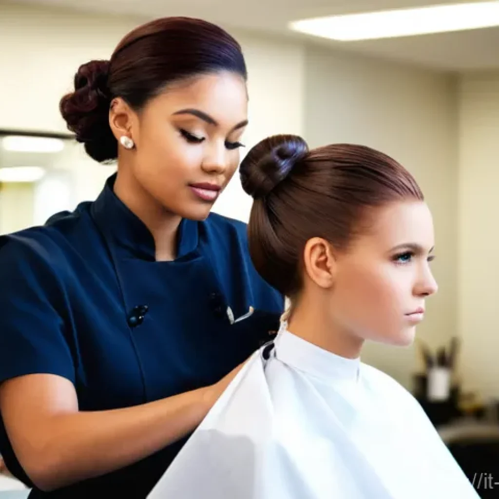 헤어디자이너 필기시험 준비법 - **Prompt: The Dedicated Student's Journey**
    "A young, focused female hairstyling student, wearin...