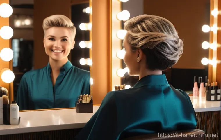 헤어디자이너 필기시험 준비법 - **Prompt: The Practical Qualification Exam**
    "A crucial moment during a professional hairstyling...