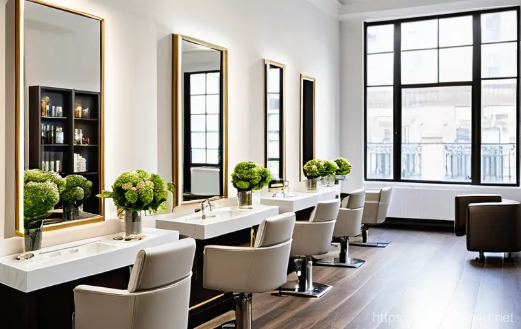 헤어디자이너 고객 응대 스킬 - **Prompt:** A female hairstylist, wearing a chic yet professional salon uniform, with neatly styled ...