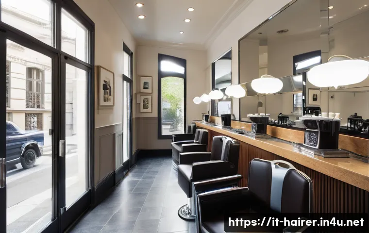 헤어디자이너 일상 브이로그 - **Prompt**: A serene, beautifully organized Italian hair salon bathed in soft, early morning light. ...